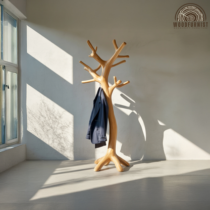 Tree Branch Solid Wood Coat Rack – Sculptural Entryway Stand with Organic Elegance