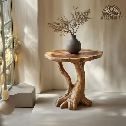 Handmade Wooden End Table – Tree Root Side Table for Modern Natural Decor WFNVA0183