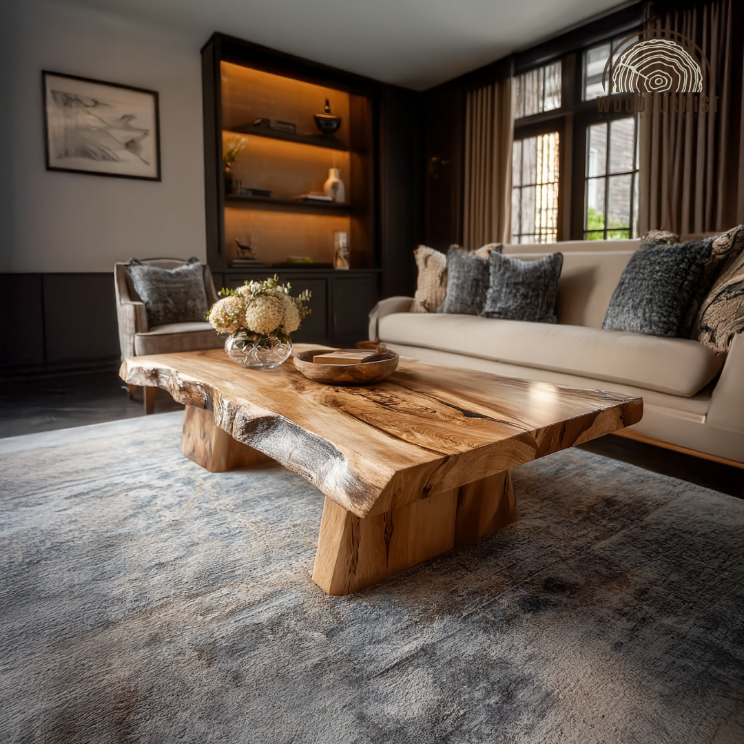 Luxury Wood Coffee Table – Solid Wood Live Edge Table for Modern Home Decor