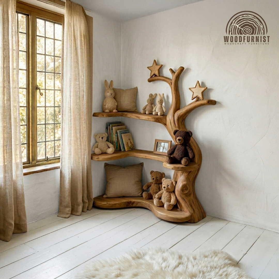 Tree Shelf for Kids Room – Wooden Bookshelf for Nursery & Playroom Decor