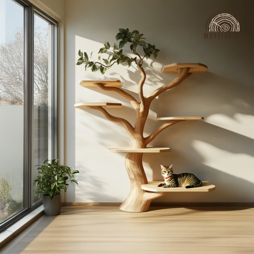 Natural Tree-Shaped Live Edge Cat Tree Paradise