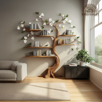 Rustic Tree Branch Floating Shelves Nursery Bookshelf