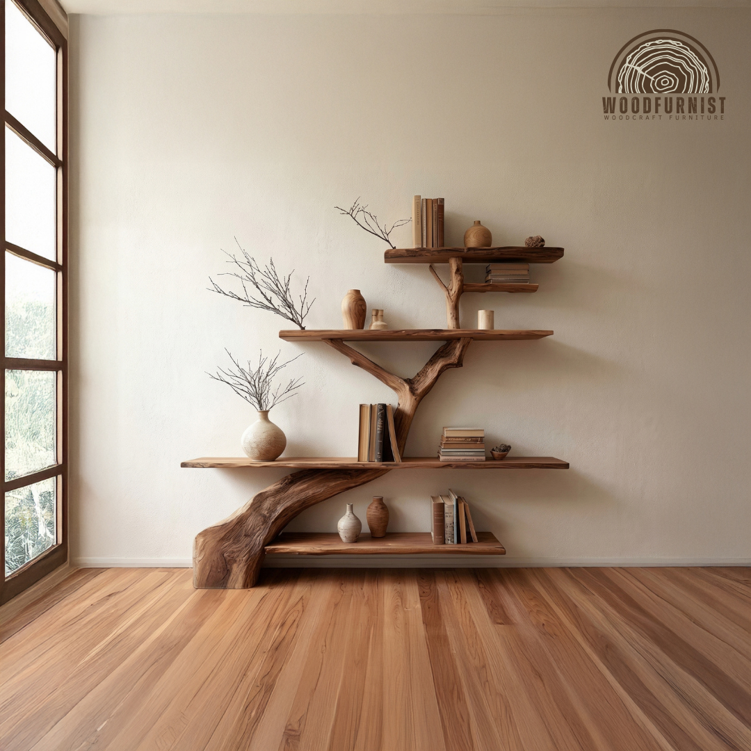 Modern Tree Bookshelf – Wooden Bookcase for Living Room & Display Decor