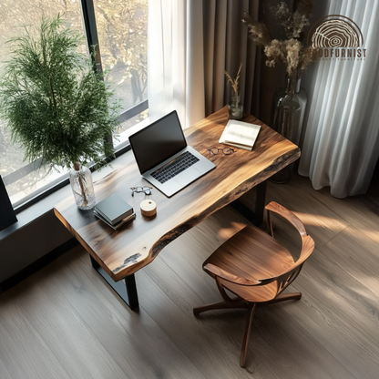 Handcrafted Live Edge Desk – Solid Wood Executive Office Table