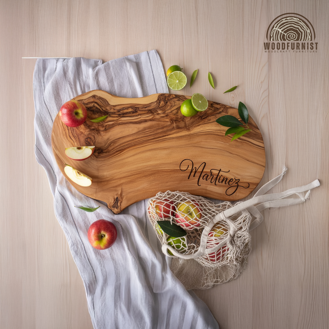 Personalized Wood Live Edge Cutting Board - Handmade Charcuterie Board WFNED0183