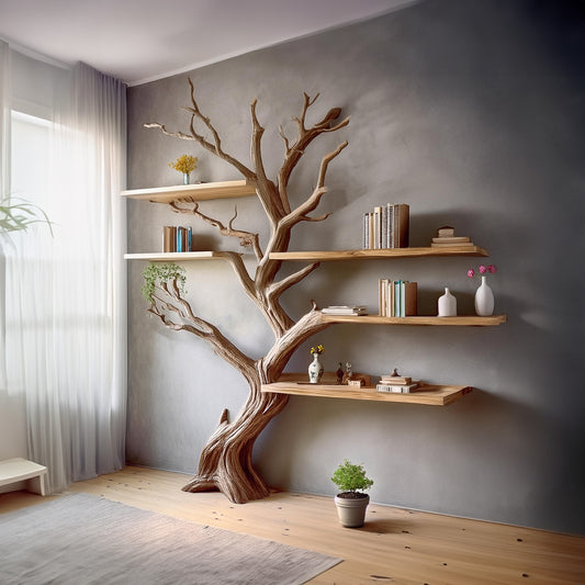 Tree Branch Bookshelf – Unique Wooden Storage for Books Decor
