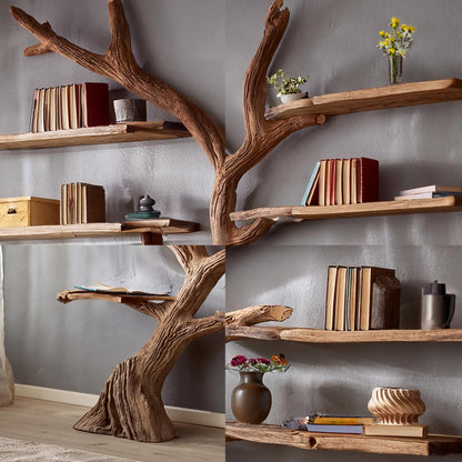 Tree branch bookshelf decor carving floating bookshelf wall mount