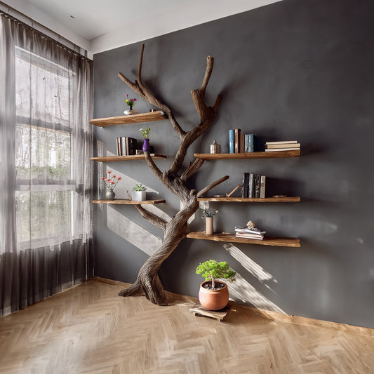Tree book shelf driftwood branch bookcase handmade