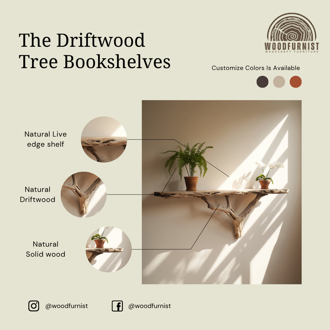 Rustic Driftwood Floating Shelf – Solid Wood Wall Decor – Handmade Natural Furniture WFNED0112