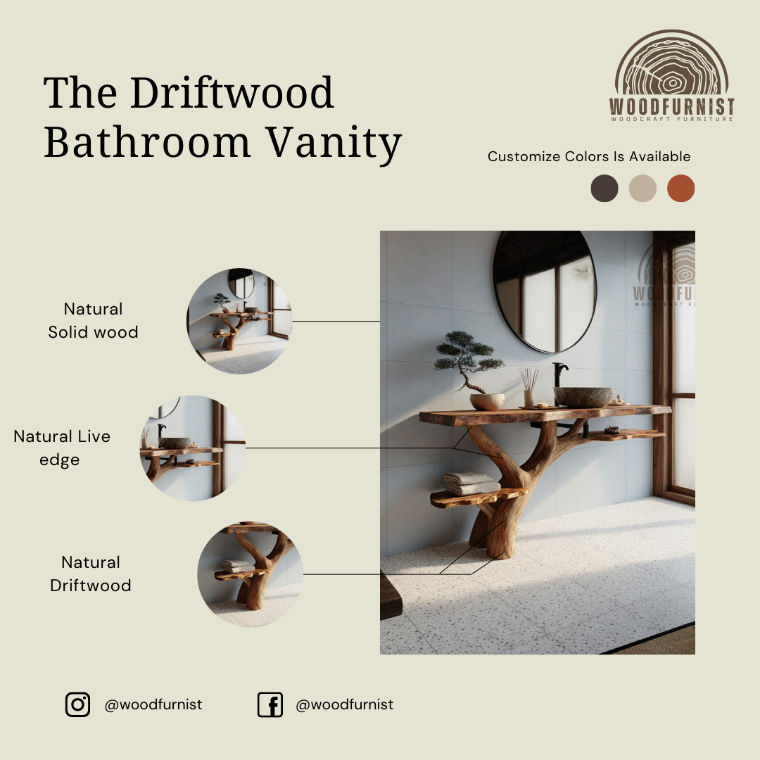 Modern Solid Wood Vanity For Contemporary Bathroom Furniture Decor WFNED2215