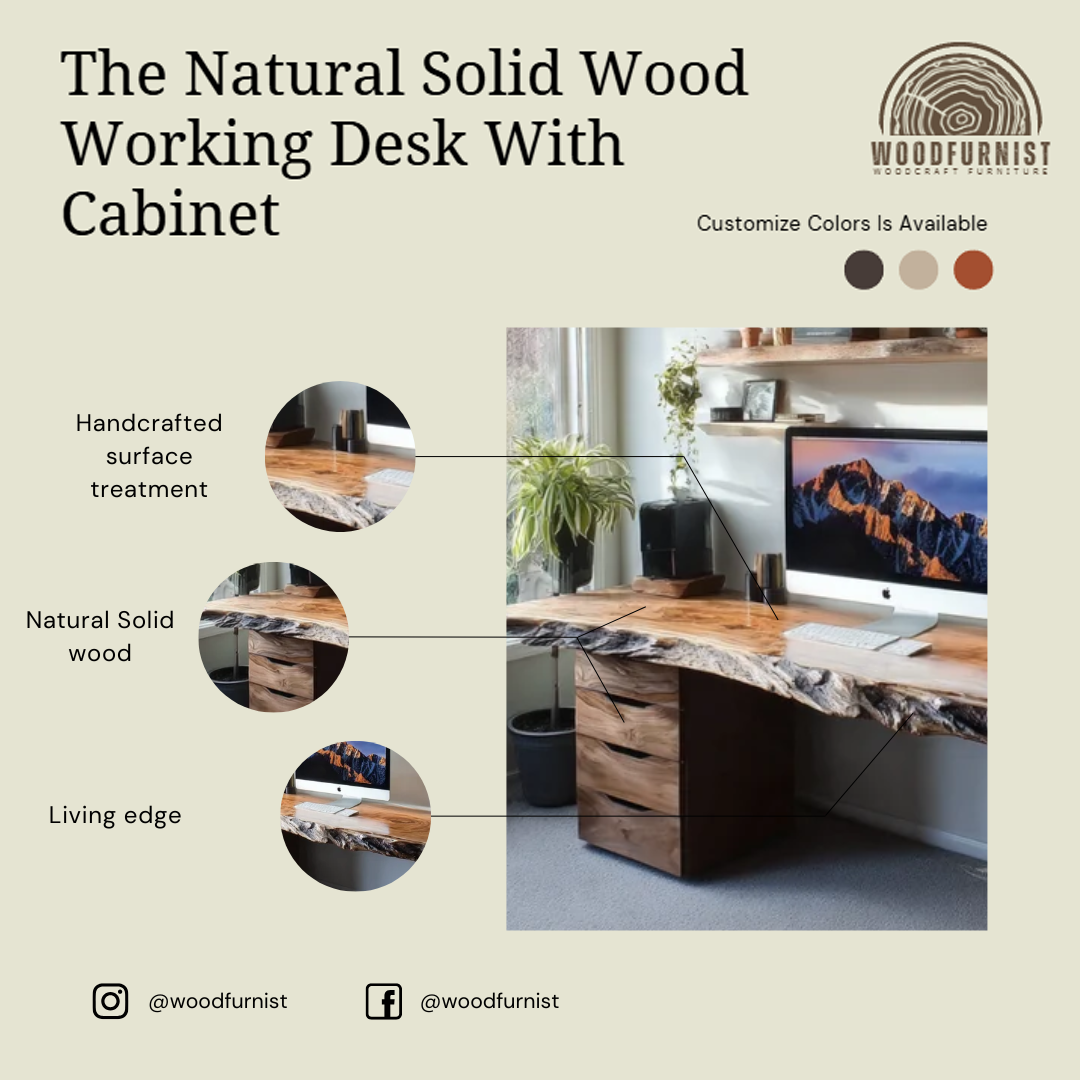 Live Edge Office Desk – Unique Handmade Solid Wood Furniture WFNED0138