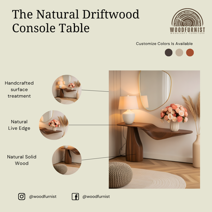 Luxury Console Table – Sculptural Solid Wood Table for Entryway, Hallway, or Living Room