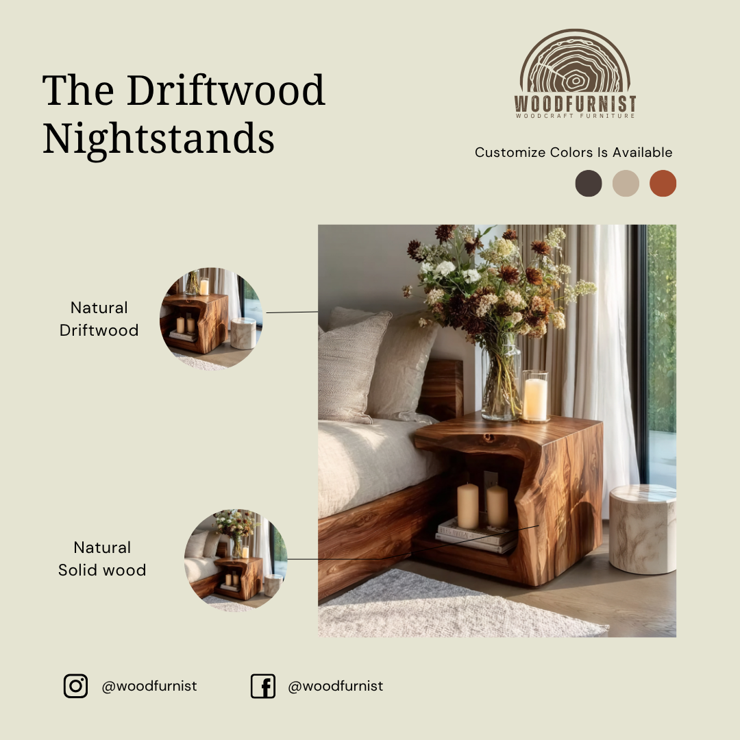 Solid Wood End Table – Modern Side Table for Living Room & Bedroom Decor
