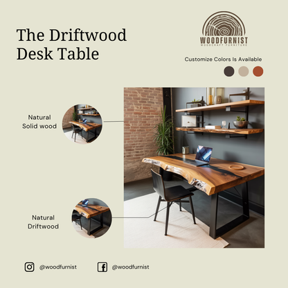 Live Edge Solid Wood Desk-Sculptural Workspace with Authentic Character