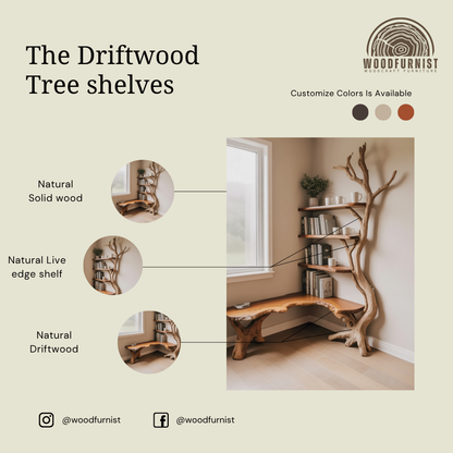 Tree Shelf Bench Combo – Wooden Kids Bookshelf with Seating for Cozy Corner