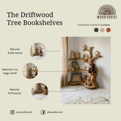Tree Shelf for Kids Room – Wooden Bookshelf for Nursery & Playroom Decor