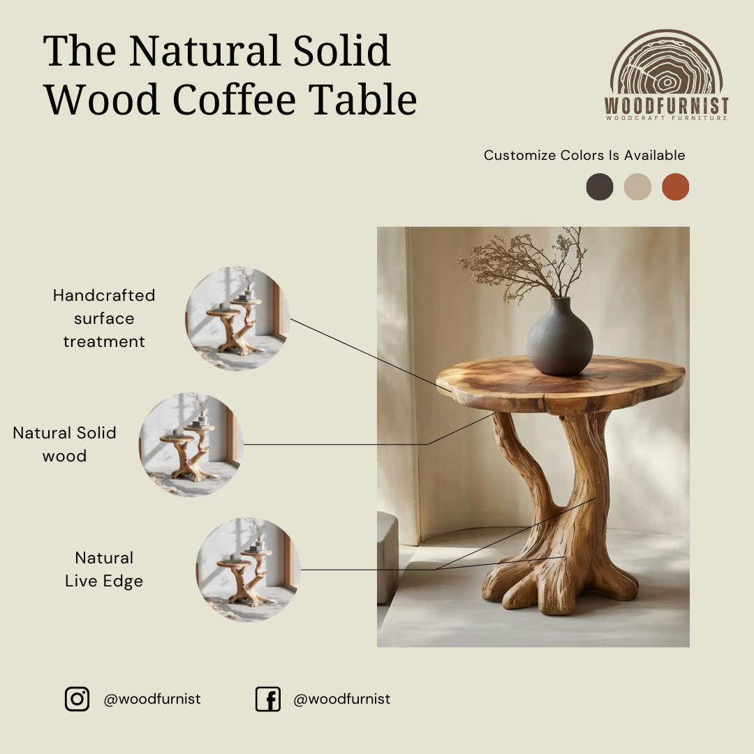 Handmade Wooden End Table – Tree Root Side Table for Modern Natural Decor WFNVA0183