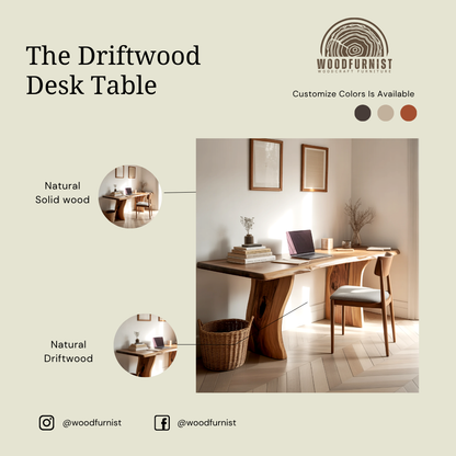 Sculptural Live Edge Solid Wood Desk – Functional Art for Modern Living
