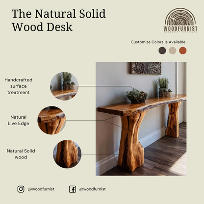 Live Edge Wood Console Table – Handcrafted Rustic Entryway Furniture WFNED0141