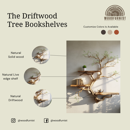 Tree Branch Live Edge Solid Wood Wall Shelf – Sculptural Tree Shelf