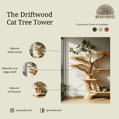 Natural Tree-Shaped Live Edge Cat Tree Paradise
