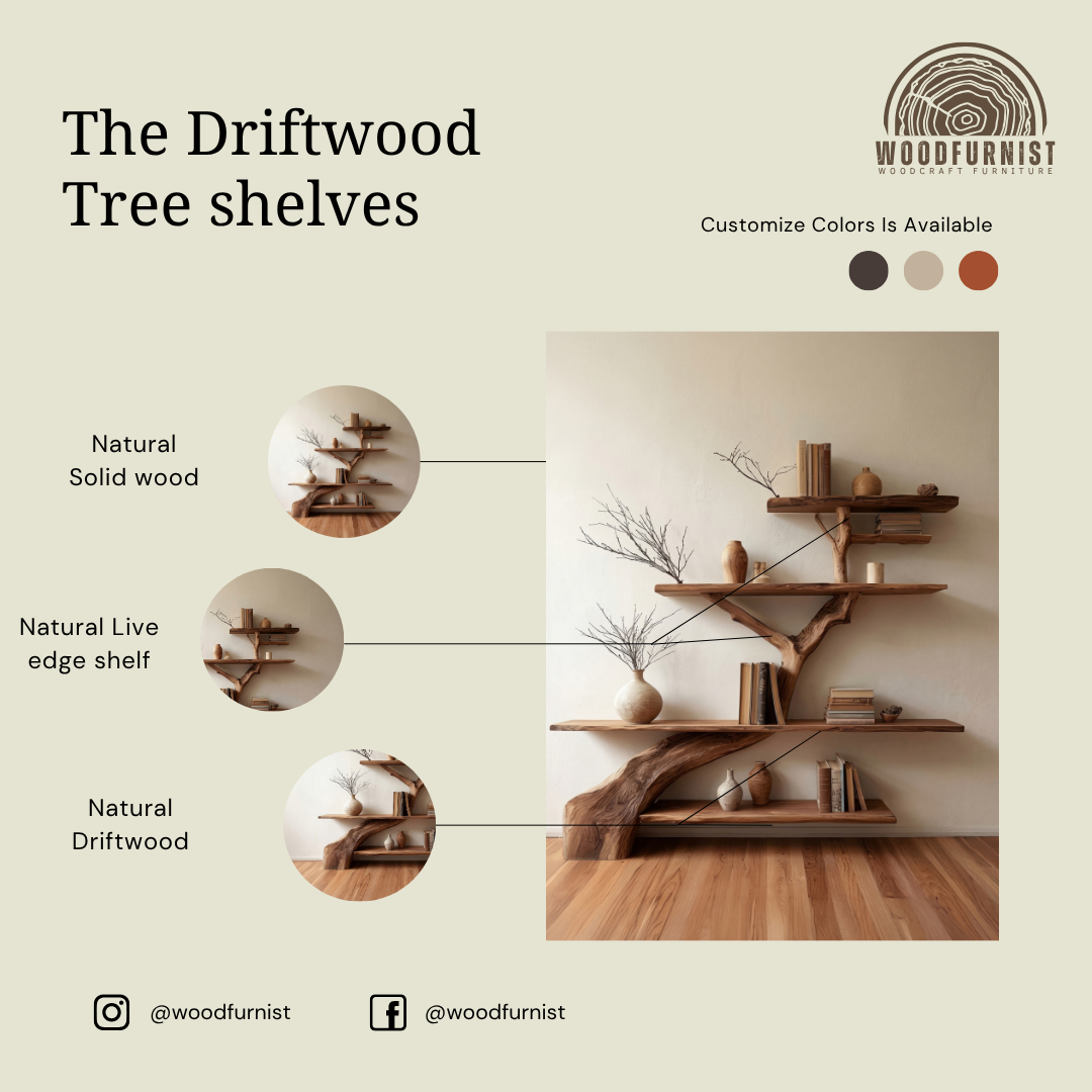 Modern Tree Bookshelf – Wooden Bookcase for Living Room & Display Decor