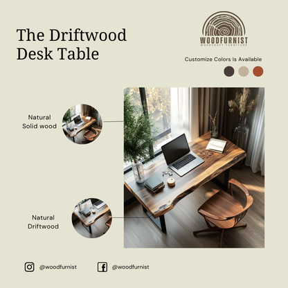 Handcrafted Live Edge Desk – Solid Wood Executive Office Table