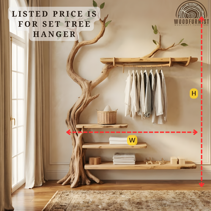 Handcrafted Sculptural Tree Hanger – Solid Wood Multifunctional Coat Rack & Organizer