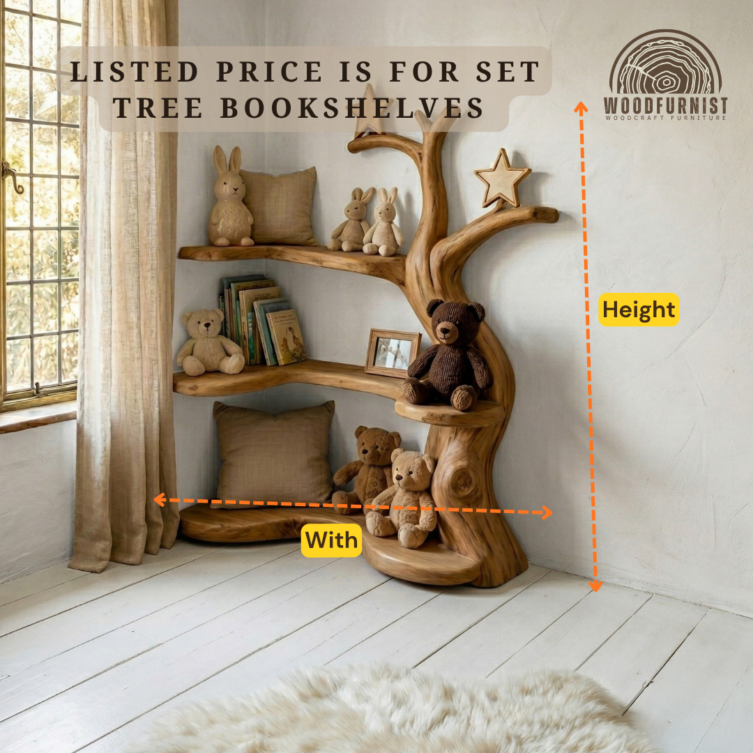 Tree Shelf for Kids Room – Wooden Bookshelf for Nursery & Playroom Decor