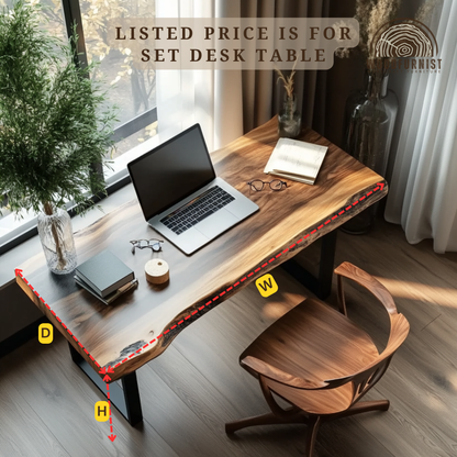 Handcrafted Live Edge Desk – Solid Wood Executive Office Table