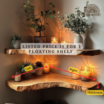 Handcrafted Live Edge Solid Wood Floating Shelf – Rustic Driftwood Wall Shelf WFNED0013