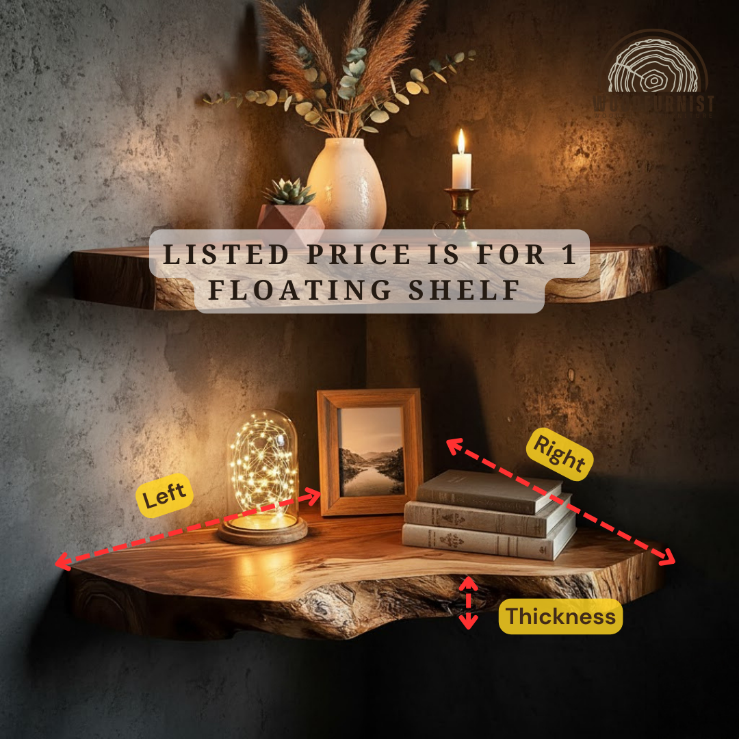 Handcrafted Live Edge Floating Wood Shelf – Solid Wood Wall Shelf for Warm Home Decor WFNVA0200