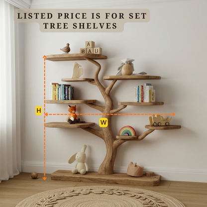Kids Tree Live Edge Solid Wood Corner Shelf – Sculptural Children's Bookshelf