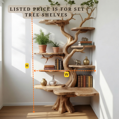 Organic Live Edge Solid Wood Tree Shelf – Sculptural Display Masterpiece