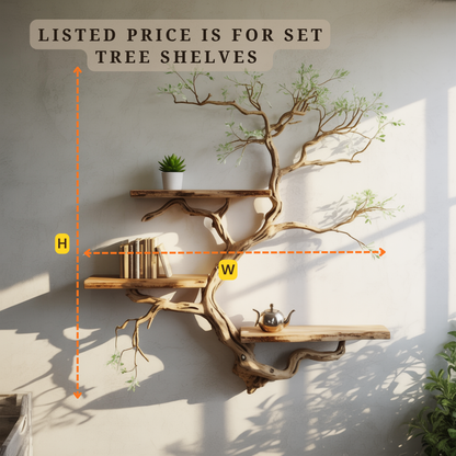 Tree Branch Live Edge Solid Wood Wall Shelf – Sculptural Tree Shelf