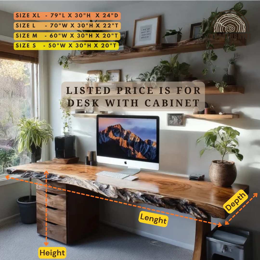 Live Edge Office Desk – Unique Handmade Solid Wood Furniture WFNED0138