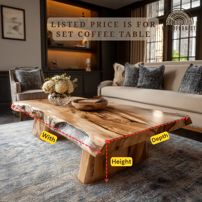 Luxury Wood Coffee Table – Solid Wood Live Edge Table for Modern Home Decor
