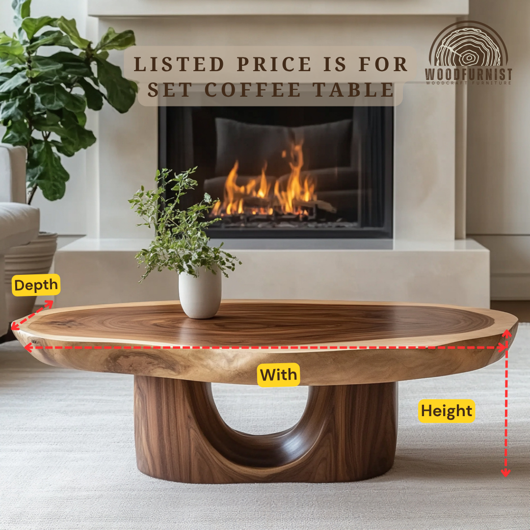 Modern Coffee Table – Solid Wood Round Table for Contemporary Living Room