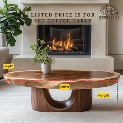 Modern Coffee Table – Solid Wood Round Table for Contemporary Living Room