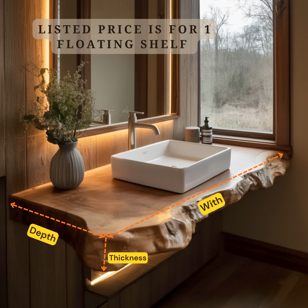 Live Edge Bathroom Vanity – Solid Wood Floating Sink Counter for Rustic Bathroom Design WFNVA0016