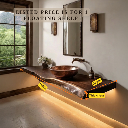 Natural Wood Floating Bathroom Vanity – Statement Live Edge Vanity Design