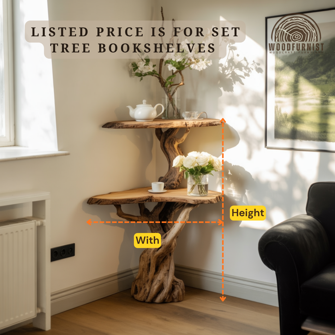 Live Edge Wood Console Table – Tree Base Console Table for Rustic Modern Home
