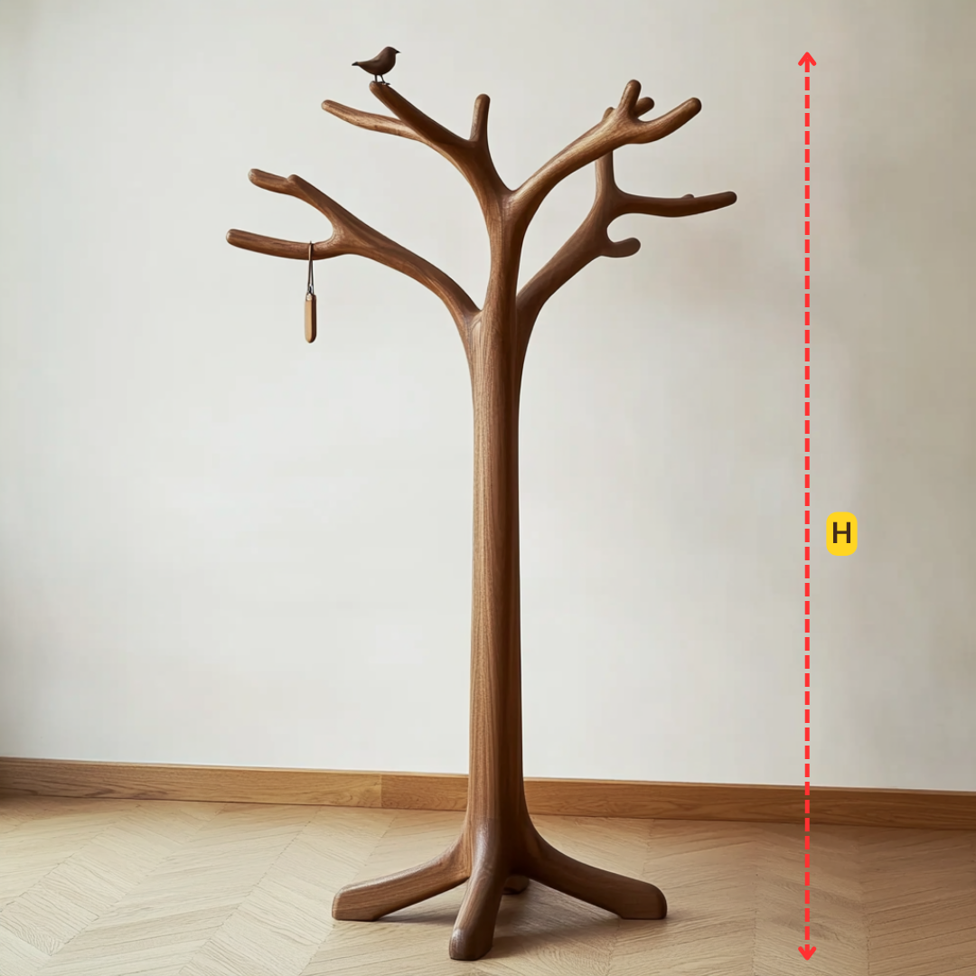 Handcrafted Tree Coat Rack Solid Wood Freestanding Coat Stand Sculptural Entryway Organizer