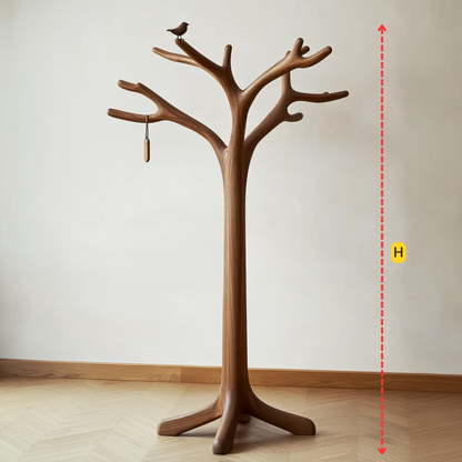 Handcrafted Tree Coat Rack Solid Wood Freestanding Coat Stand Sculptural Entryway Organizer