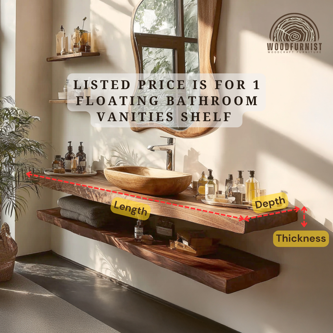 Natural Wood Floating Bathroom Vanity – Modern Organic Vanity Top for Luxury Bathrooms WFNED0157