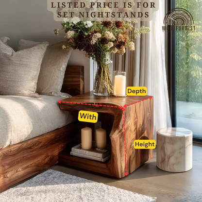Solid Wood End Table – Modern Side Table for Living Room & Bedroom Decor