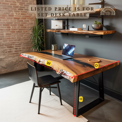 Live Edge Solid Wood Desk-Sculptural Workspace with Authentic Character