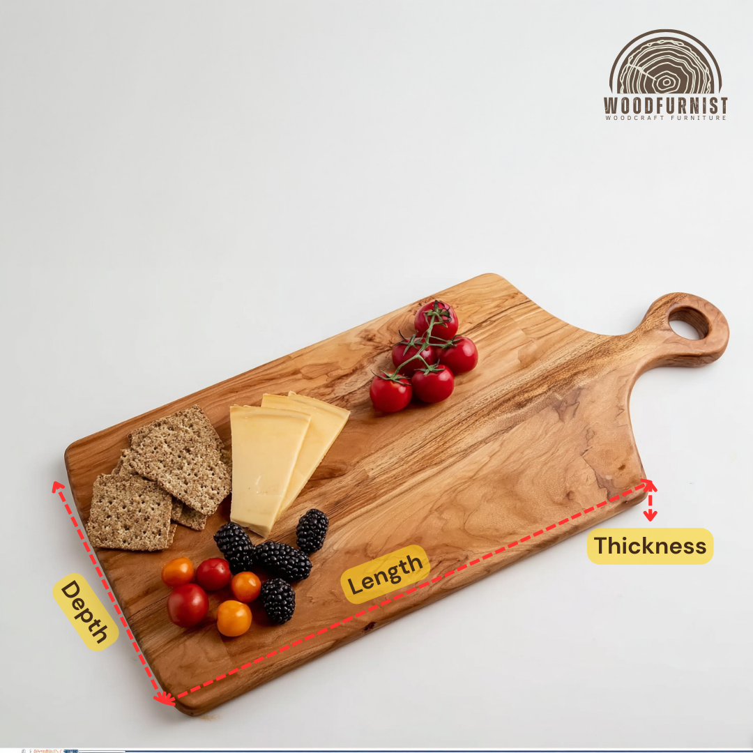 Handcrafted Wood Serving Board with Handle – Natural Live Edge Charcuterie & Cheese Board WFNVA0181
