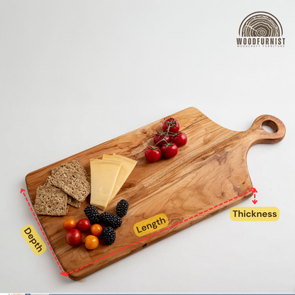 Handcrafted Wood Serving Board with Handle – Natural Live Edge Charcuterie & Cheese Board WFNVA0181