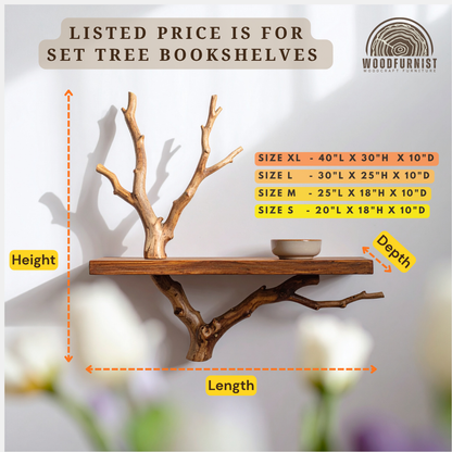 Branch Floating Shelf – Handmade Solid Wood Wall Shelf – Natural Rustic Home Decor by Woodfurnist WFNED0121